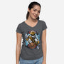 White Tiger Morphin Time-Womens-V-Neck-Tee-Diego Oliver