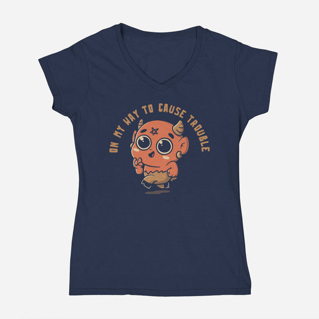 On My Way To Cause Trouble-Womens-V-Neck-Tee-koalastudio