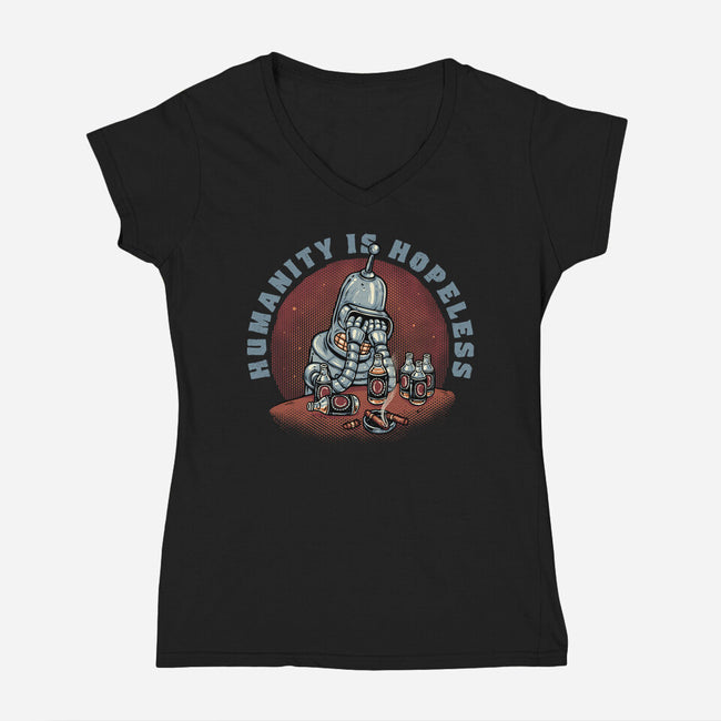 Humanity Is Hopeless-Womens-V-Neck-Tee-glitchygorilla