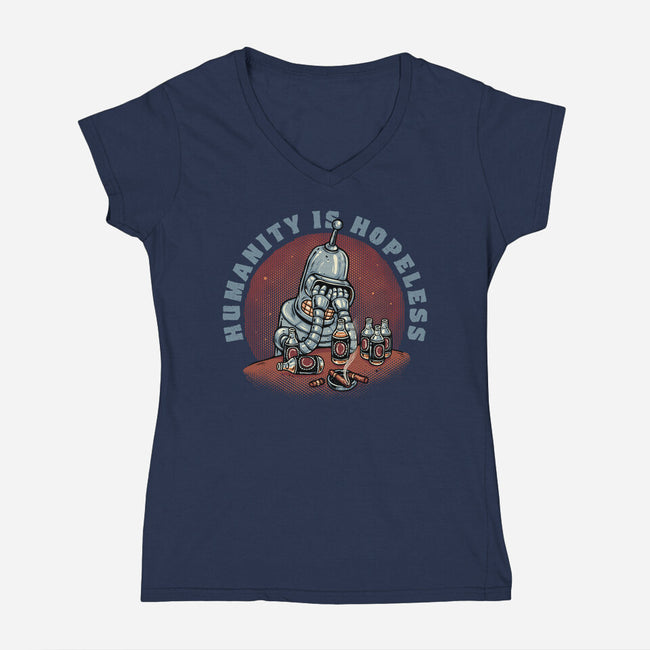 Humanity Is Hopeless-Womens-V-Neck-Tee-glitchygorilla