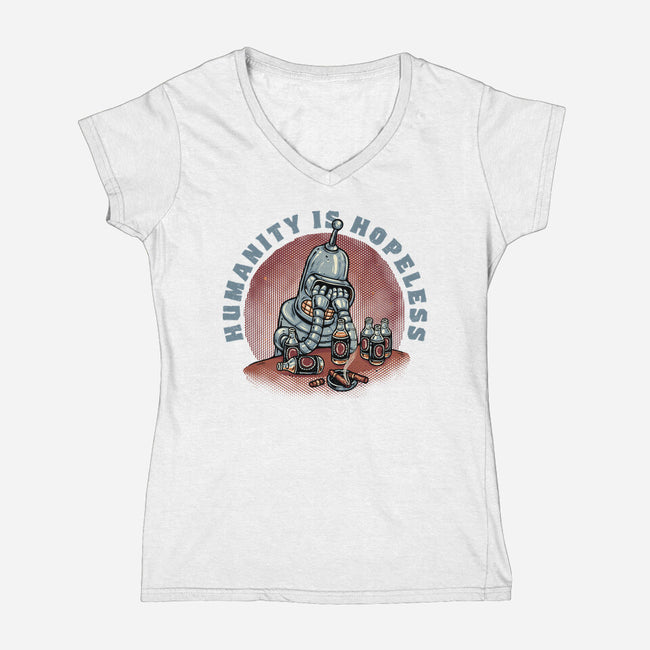 Humanity Is Hopeless-Womens-V-Neck-Tee-glitchygorilla