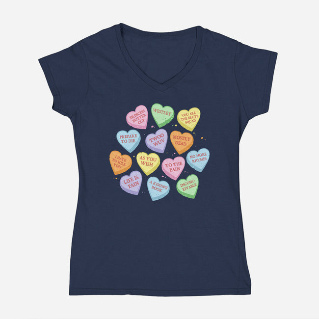 True Candy Heart Love-Womens-V-Neck-Tee-kg07