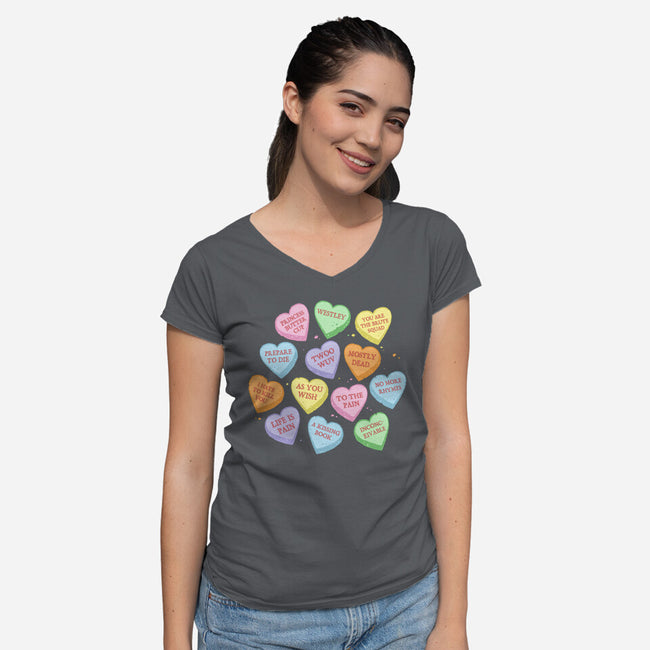 True Candy Heart Love-Womens-V-Neck-Tee-kg07