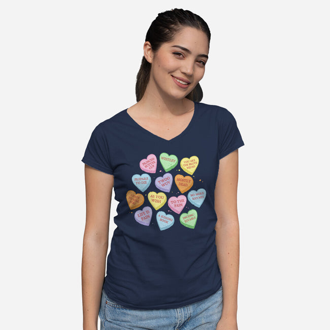 True Candy Heart Love-Womens-V-Neck-Tee-kg07