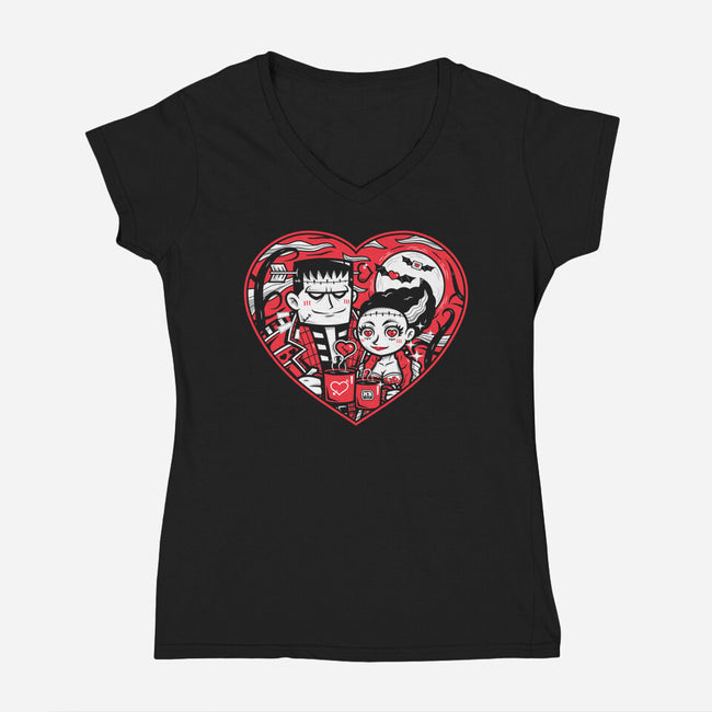 Franken-Love-Womens-V-Neck-Tee-krisren28