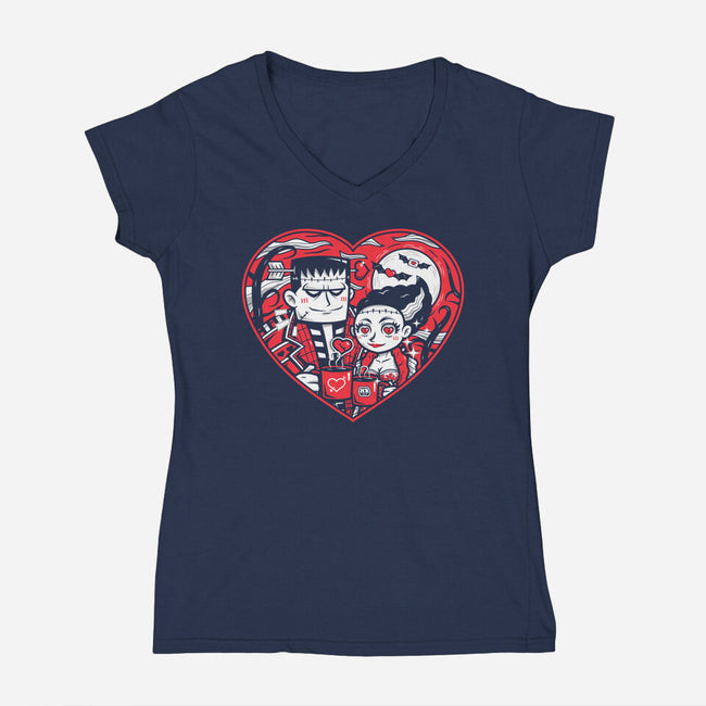 Franken-Love-Womens-V-Neck-Tee-krisren28