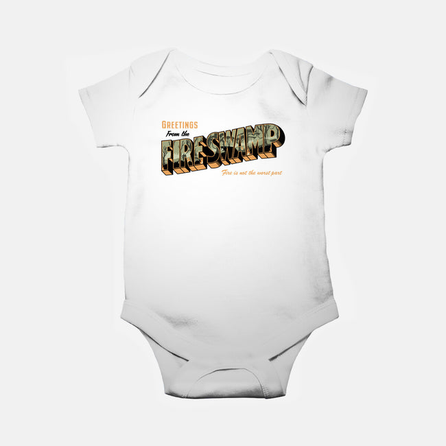 Greetings From The Fire Swamp-Baby-Basic-Onesie-retrodivision