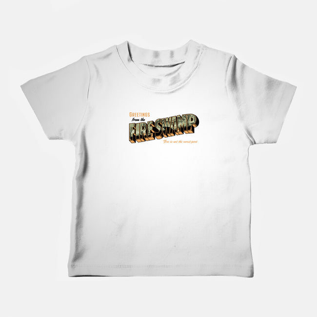 Greetings From The Fire Swamp-Baby-Basic-Tee-retrodivision