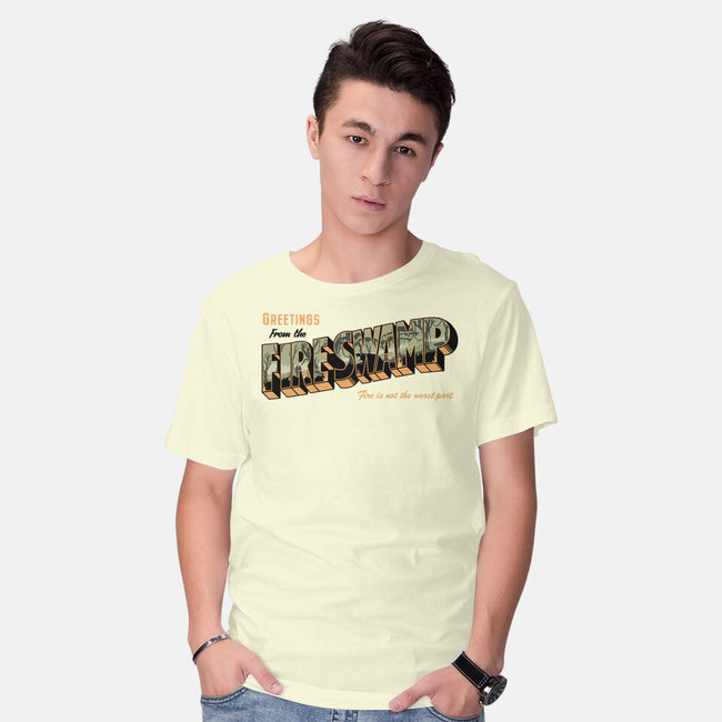 Greetings From The Fire Swamp-Mens-Basic-Tee-retrodivision