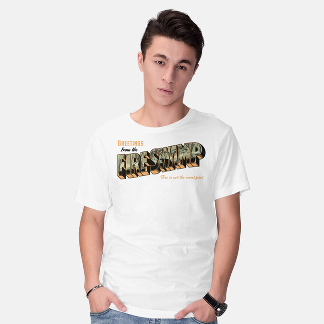 Greetings From The Fire Swamp-Mens-Basic-Tee-retrodivision