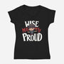 Wise Mighty Proud-Womens-V-Neck-Tee-Geekydog
