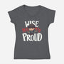 Wise Mighty Proud-Womens-V-Neck-Tee-Geekydog
