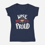 Wise Mighty Proud-Womens-V-Neck-Tee-Geekydog