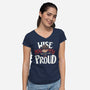 Wise Mighty Proud-Womens-V-Neck-Tee-Geekydog