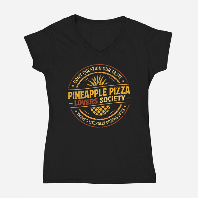 Pineapple Pizza Lovers-Womens-V-Neck-Tee-BridgeWalker