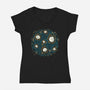 Starry Meow Night-Womens-V-Neck-Tee-Freecheese