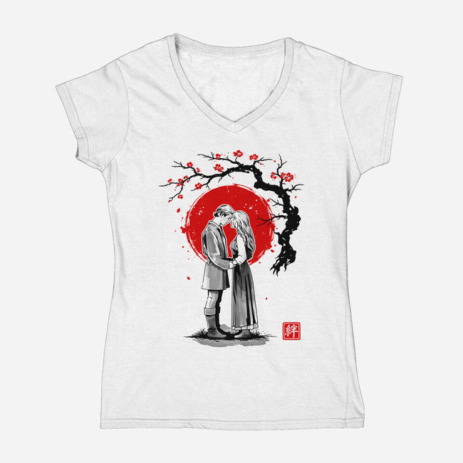 True Love Sumi-e-Womens-V-Neck-Tee-retrodivision