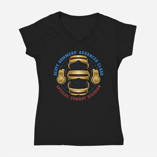 Optical Combat Division-Womens-V-Neck-Tee-glitchygorilla