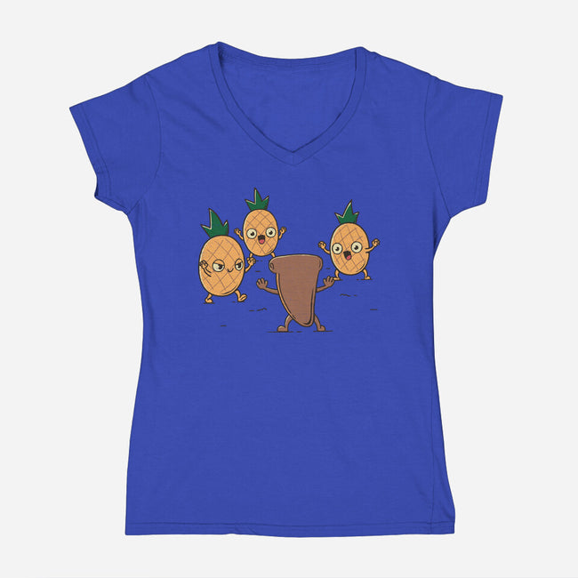 Hold The Pineapples-Womens-V-Neck-Tee-rarpoint