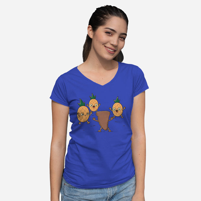 Hold The Pineapples-Womens-V-Neck-Tee-rarpoint