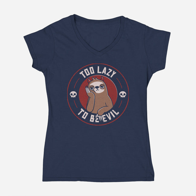 Too Lazy To Be Evil-Womens-V-Neck-Tee-rarpoint