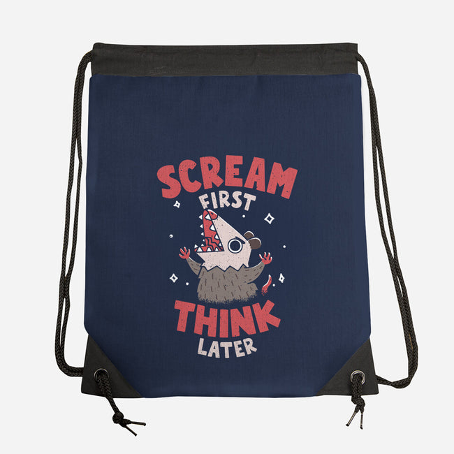 Scream First Think Later-None-Drawstring-Bag-rarpoint