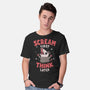 Scream First Think Later-Mens-Basic-Tee-rarpoint