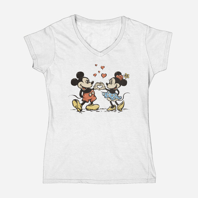 Two Hands One Heart-Womens-V-Neck-Tee-kg07