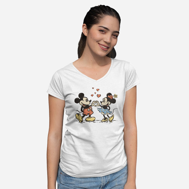 Two Hands One Heart-Womens-V-Neck-Tee-kg07