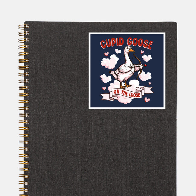 Cupid Goose Valentines Day-None-Glossy-Sticker-The Ginger Effect