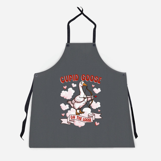 Cupid Goose Valentines Day-Unisex-Kitchen-Apron-The Ginger Effect