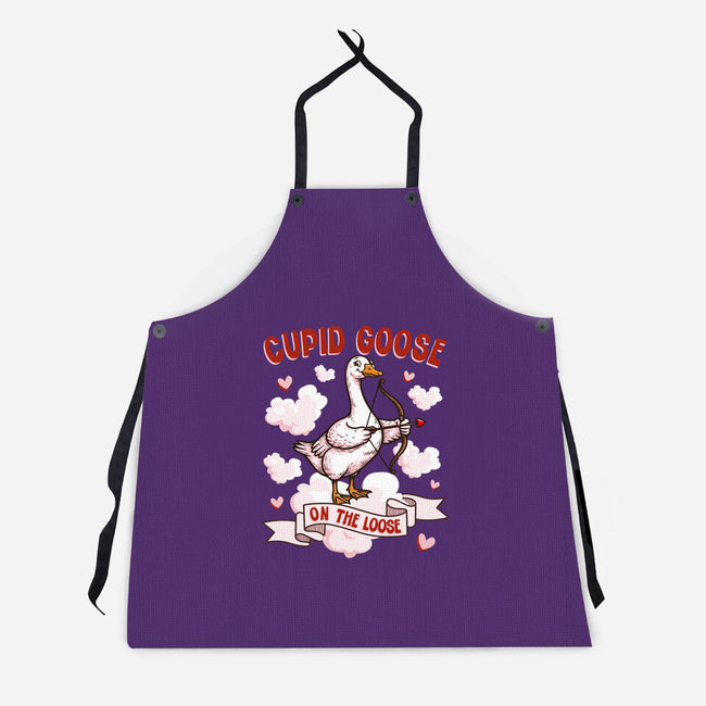 Cupid Goose Valentines Day-Unisex-Kitchen-Apron-The Ginger Effect