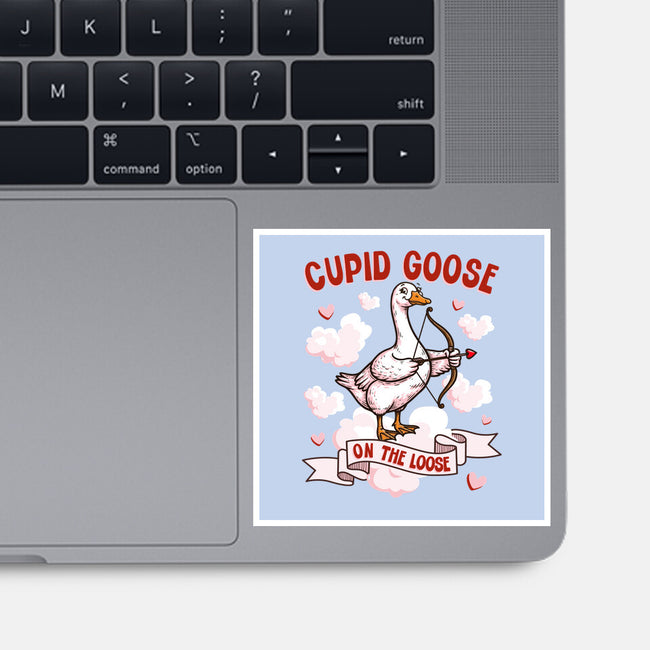 Cupid Goose Valentines Day-None-Glossy-Sticker-The Ginger Effect