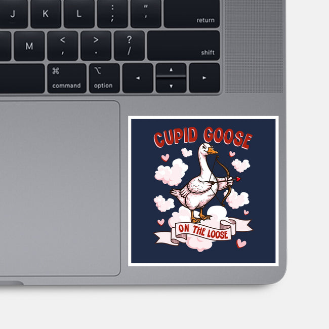 Cupid Goose Valentines Day-None-Glossy-Sticker-The Ginger Effect
