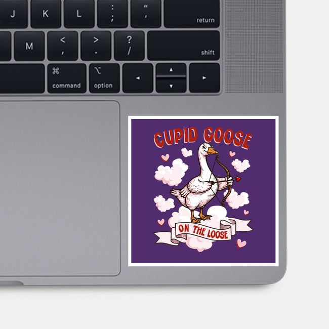 Cupid Goose Valentines Day-None-Glossy-Sticker-The Ginger Effect