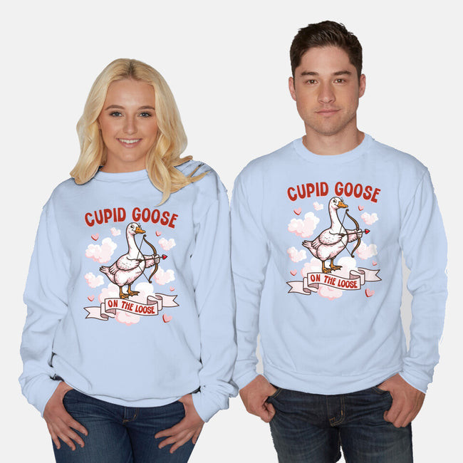 Cupid Goose Valentines Day-Unisex-Crew Neck-Sweatshirt-The Ginger Effect