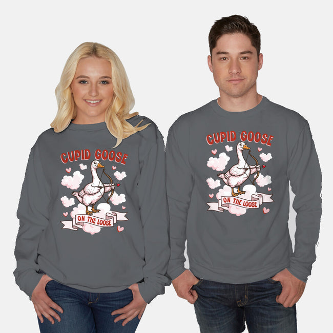 Cupid Goose Valentines Day-Unisex-Crew Neck-Sweatshirt-The Ginger Effect