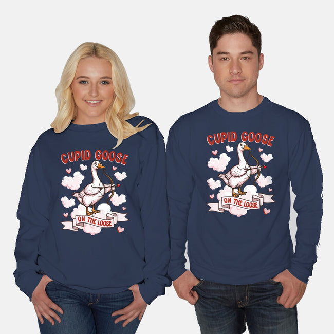 Cupid Goose Valentines Day-Unisex-Crew Neck-Sweatshirt-The Ginger Effect