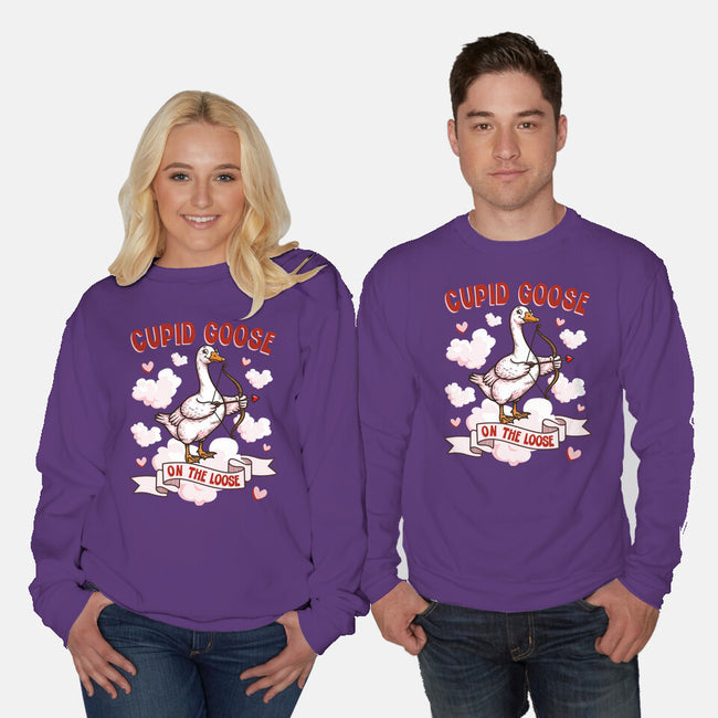 Cupid Goose Valentines Day-Unisex-Crew Neck-Sweatshirt-The Ginger Effect