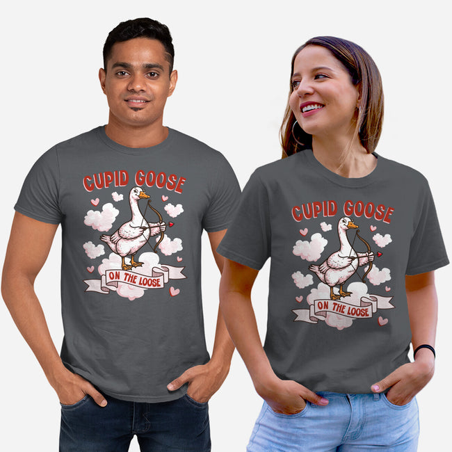 Cupid Goose Valentines Day-Unisex-Basic-Tee-The Ginger Effect