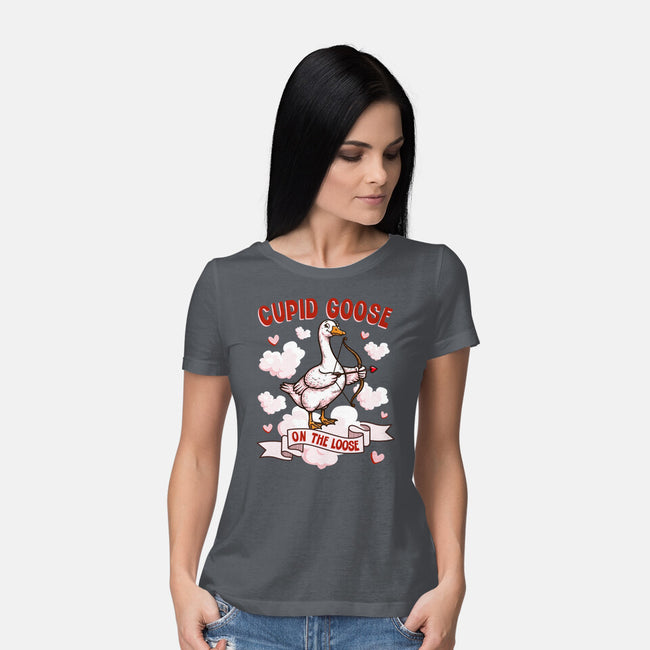 Cupid Goose Valentines Day-Womens-Basic-Tee-The Ginger Effect
