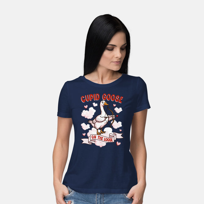 Cupid Goose Valentines Day-Womens-Basic-Tee-The Ginger Effect