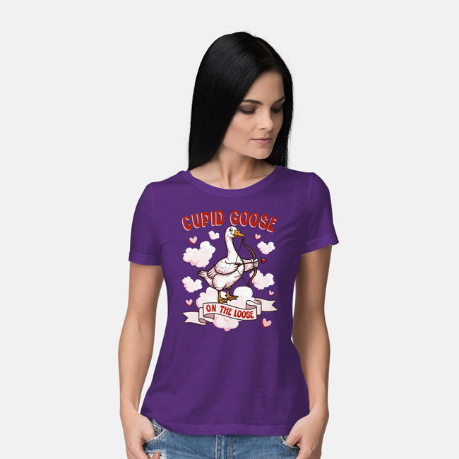 Cupid Goose Valentines Day-Womens-Basic-Tee-The Ginger Effect