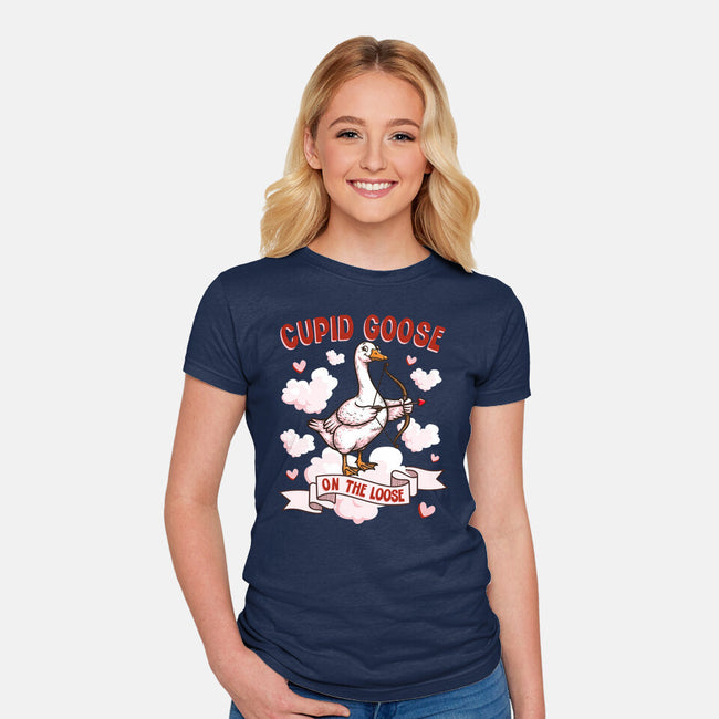 Cupid Goose Valentines Day-Womens-Fitted-Tee-The Ginger Effect