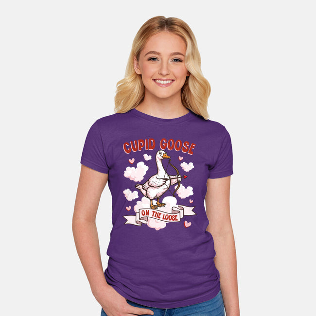Cupid Goose Valentines Day-Womens-Fitted-Tee-The Ginger Effect