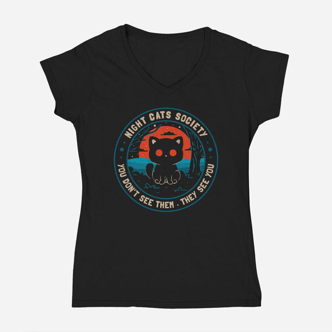 Night Cats Society-Womens-V-Neck-Tee-koalastudio