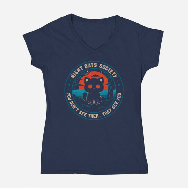 Night Cats Society-Womens-V-Neck-Tee-koalastudio