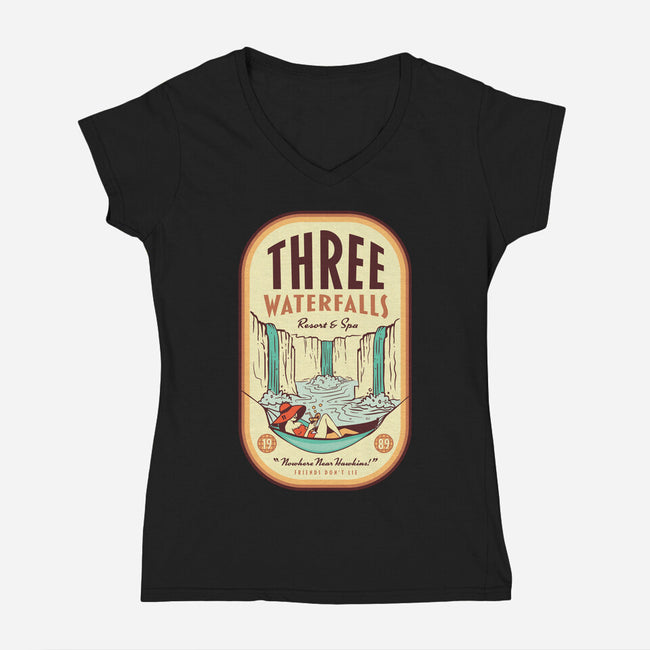 Three Waterfalls-Womens-V-Neck-Tee-hbdesign