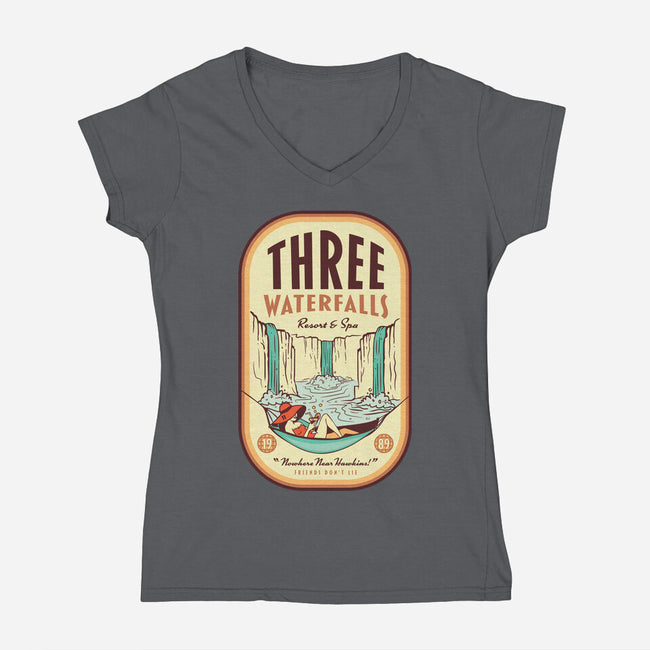 Three Waterfalls-Womens-V-Neck-Tee-hbdesign