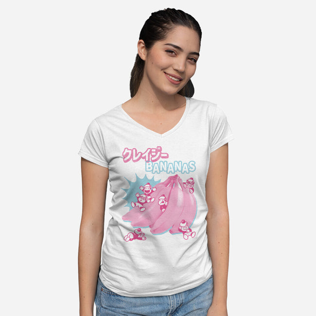 Crazy Bananas-Womens-V-Neck-Tee-Henrique Torres